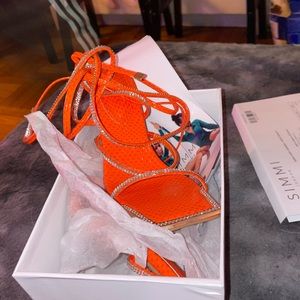Orange Rhinestone heels